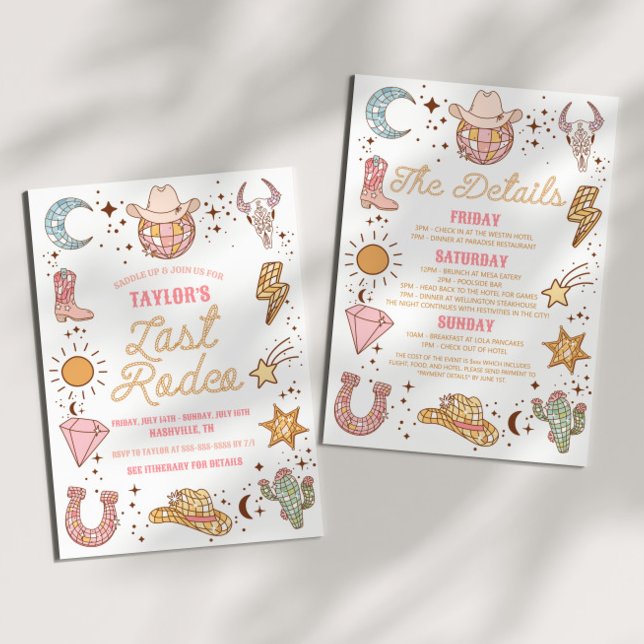 Invitation Dernier Rodeo Disco Cowgirl Weekend de Bachelorett (Créateur téléchargé)