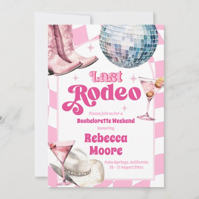 Invitation Dernier Rodeo Nashville Bachelorette Party Itinéra (Devant)