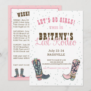 Invitation Dernier Rodeo Nashville Pink Cowgirl Bachelorette