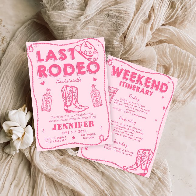 Invitation Dernier Rodeo Rose Cowgirl Bachelorette Week-end (Créateur téléchargé)