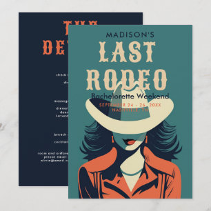 Invitation Dernier Rodéo Vintage Bachelorette Turquoise Week-