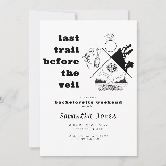 Invitation Dernier sentier avant la Bachelorette de glamour d (Devant)