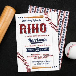 Invitation Dernier Swing Avant La Fête de Mariage de Baseball