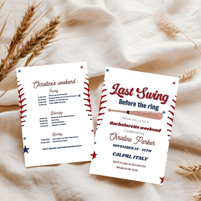 Invitation Dernier Swing avant le ring Baseball Bachelorette (Créateur téléchargé)