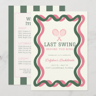 Invitation Dernier Swing Tennis Wavy Frame Bachelorette Week-