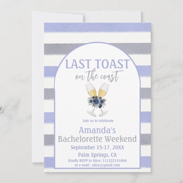 Invitation Dernier Toast Coast Beach Bachelorette Weedkend Pa (Devant)
