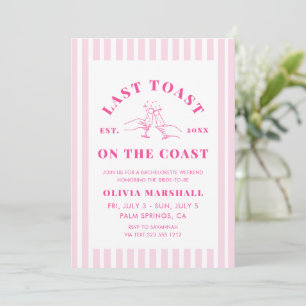 Invitation Dernier Toast Rose Sur La Côte Bachelorette Week-E