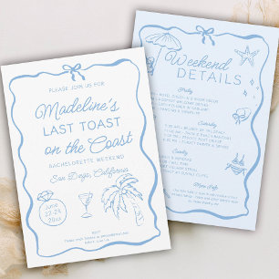 Invitation Dernier toast sur la Côte Bachelorette Bleue Party