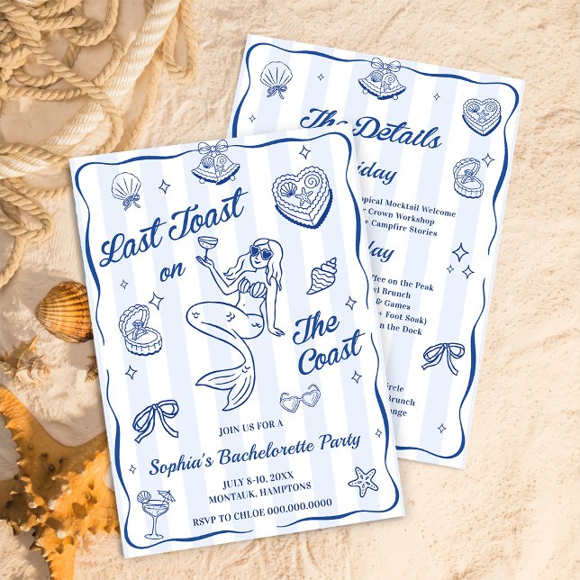 Invitation Dernier Toast Sur La Côte Bachelorette Fête (Créateur téléchargé)