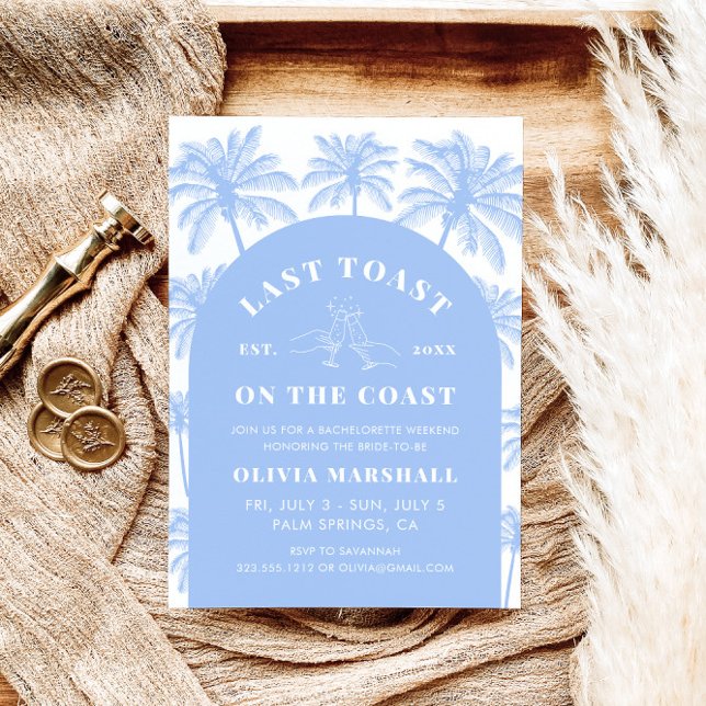 Invitation Dernier Toast Sur La Côte Bachelorette Fête (Créateur téléchargé)