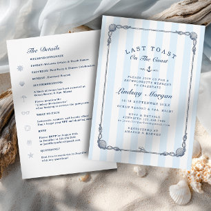 Invitation Dernier Toast sur la Côte ! Rayure d'enterrement d