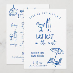 Invitation Dernier toast sur la côte week-end bachelorette