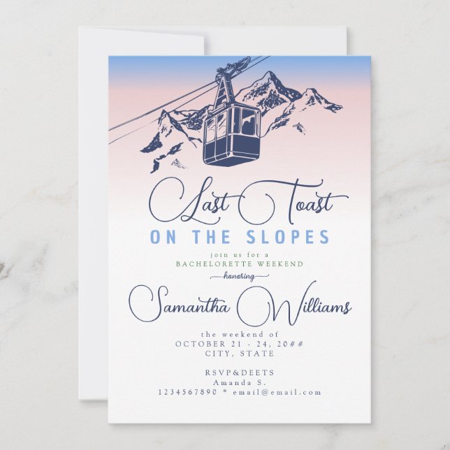 Invitation Dernier Toast Sur Les Pistes Ski Bachelorette Week (Devant)