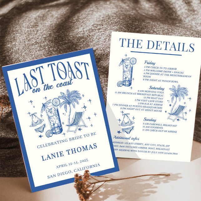 Invitation Dernier toast sur l'itinéraire de bachelorette de  (Créateur téléchargé)