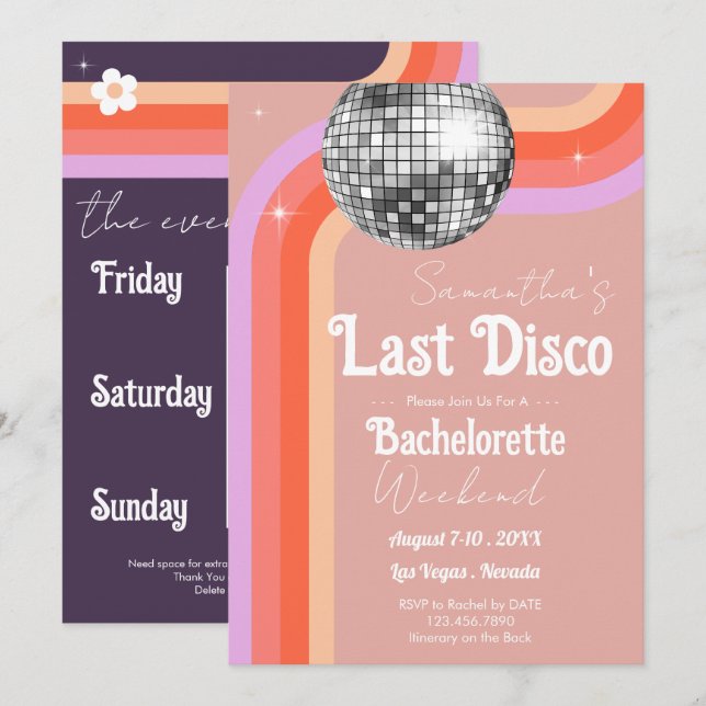 Invitation Dernier week-end de célibataire en discothèque (Devant / Derrière)