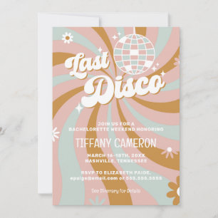 Invitation Dernier week-end disco de jeune fille Retro Daisy