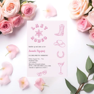 Invitation Dernier week-end Rodeo rose bachelorette