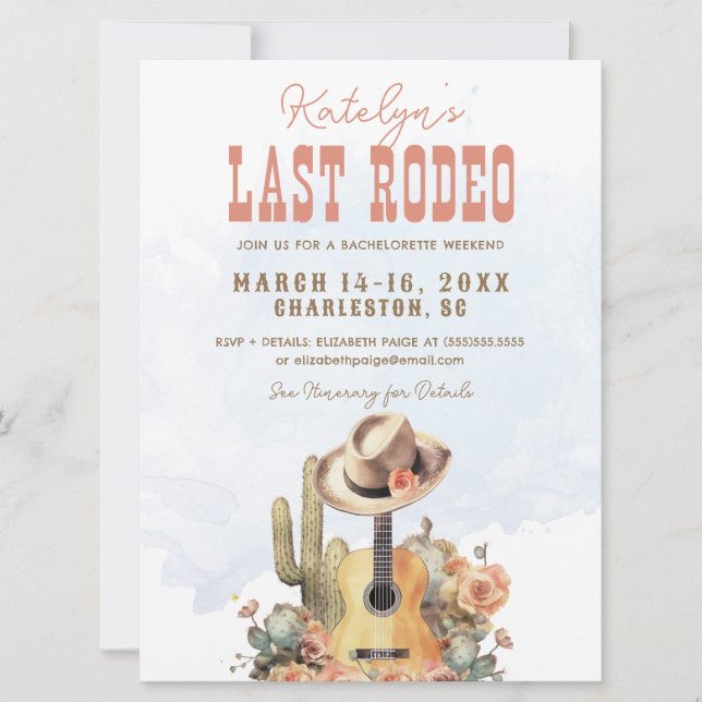 Invitation Dernière Cowgirl de Rodéo Week-end de Bachelorette (Devant)
