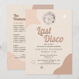 Invitation Dernière Disco Bachelorette Rétro 70 Week-end Itin