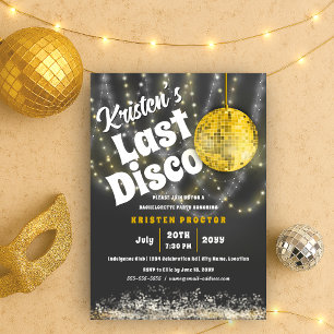 Invitation Dernière Disco Gold Ball Bachelorette