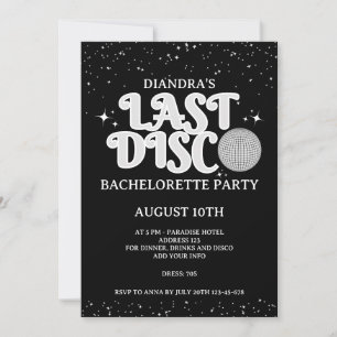 Invitation Dernière Disco Retro Parties scintillant Argent le