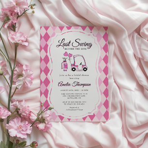 Invitation Dernière Fête des mariées de golf de Jacquard rose
