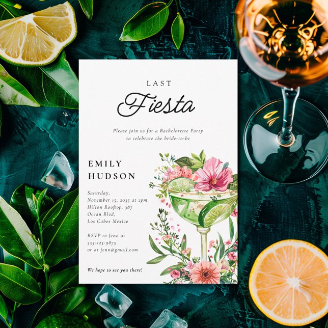 Invitation Dernière Fiesta Margarita Fête des mariées florale (Créateur téléchargé)