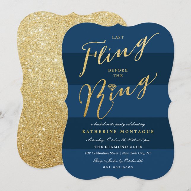 Invitation Dernière Fling Avant Le Ring Chic Bachelorette Par (Devant / Derrière)