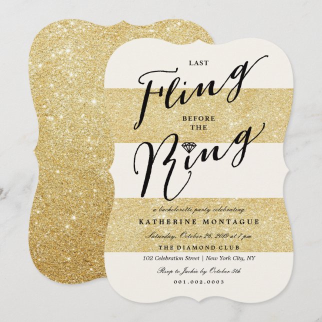 Invitation Dernière Fling Avant Le Ring Chic Bachelorette Par (Devant / Derrière)