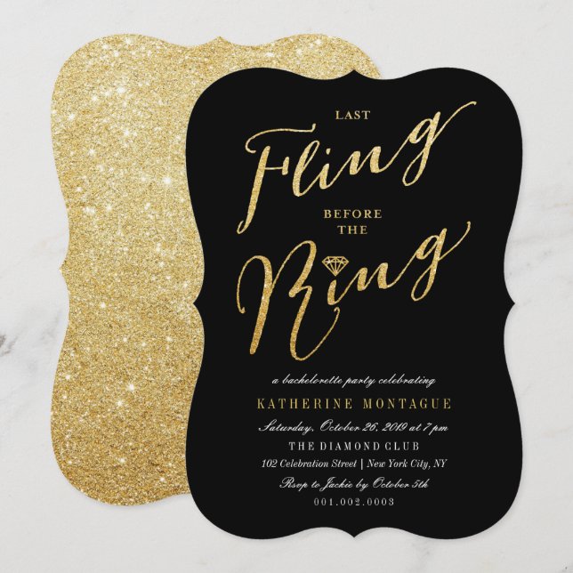 Invitation Dernière Fling Avant Le Ring Chic Bachelorette Par (Devant / Derrière)
