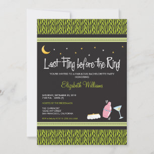 Invitation Dernière Fling Zebra Bachelorette (chau