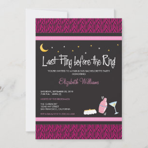 Invitation Dernière Fling Zebra Bachelorette (fusc
