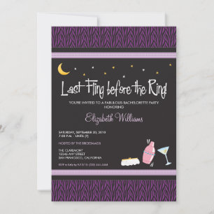 Invitation Dernière Fling Zebra Bachelorette (viol