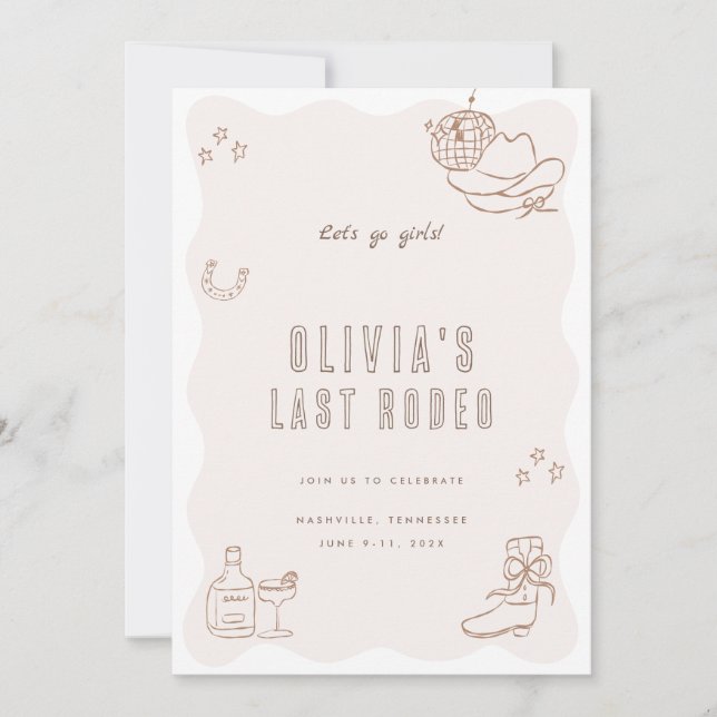 Invitation Dernière Rodéo Cowgirl Bachelorette Weekend Invita (Devant)