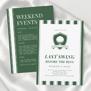 Invitation Dernière soirée golf en vert rayé pour l'enterreme