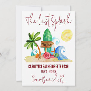Invitation Dernière Splash, Plage, Surf Bachelorette Party
