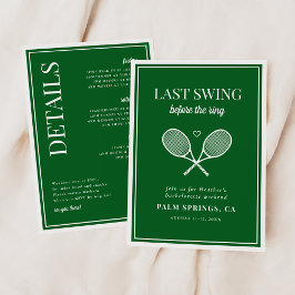 Invitation Dernière swing avant la ceinture de tennis Bachelo