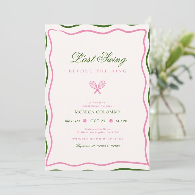 Invitation Dernière swing avant la Fête des mariées de tennis (Debout devant)