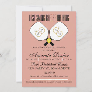 Invitation Dernière swing avant l'anneau Mariage Pickleball r