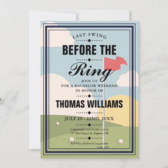 Invitation Dernière Swing Bachelor Golf Week-end Party (Devant)