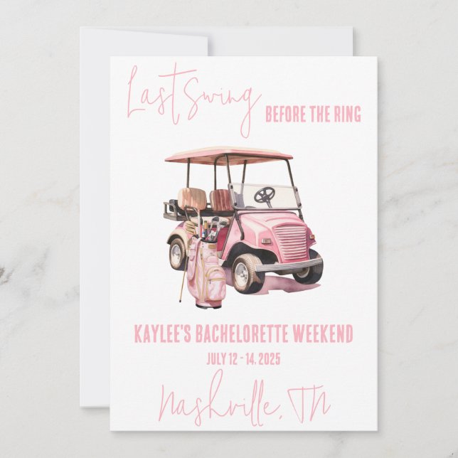 Invitation Dernière Swing, Golfing Bachelorette Week-End Part (Devant)