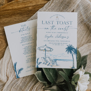 Invitation Dernière Toast sur la Côte Fête de Bachelorette