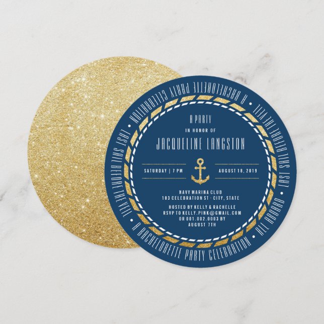 Invitation Dernière Voile Avant Le Veil Chic Bachelorette Par (Devant / Derrière)