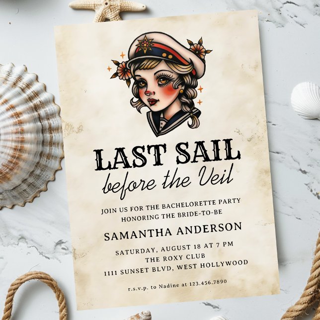 Invitation Dernière voile avant le Veil Retro Bachelorette Pa (Créateur téléchargé)
