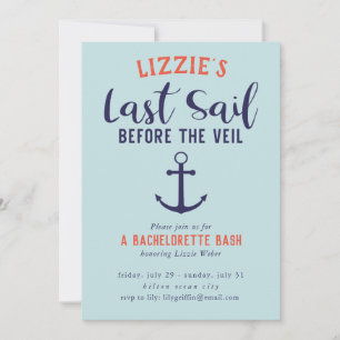 Invitation Dernière voile avant le Voile Nautique Bachelorett