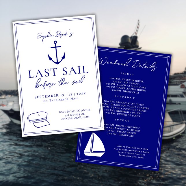Invitation Dernière Voile Avant Le Week-End De Bachelorette V (Créateur téléchargé)
