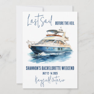 Invitation Dernière voile, voile Bachelorette Week-end