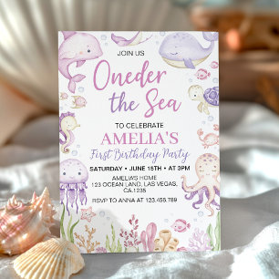 Invitation Derrière La Mer Animaux Fille Anniversaire