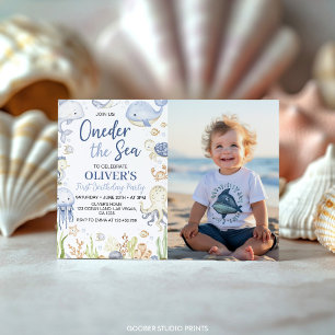 Invitation Derrière La Mer Océan Animaux Garçon Photo Anniver
