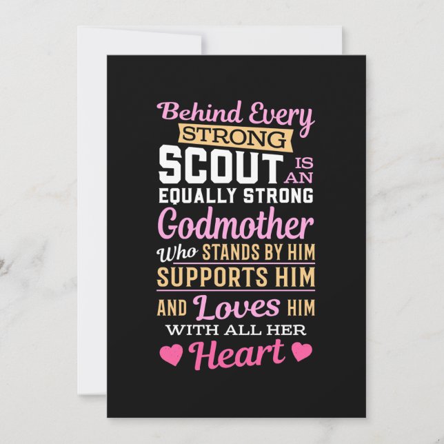 Invitation Derrière Scout se trouve une marraine puissante (Devant)